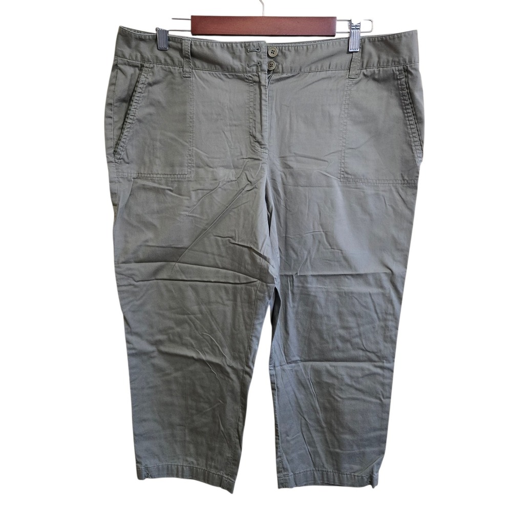 Talbots Women's Signature Capri Pants Size 16 Petite Army Green Mid-Rise